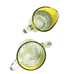 Load image into Gallery viewer, Creamer Sugar Bowl Set Dbl Handle Mid-Century Modern Glass Sunburst Bottom 2 pc
