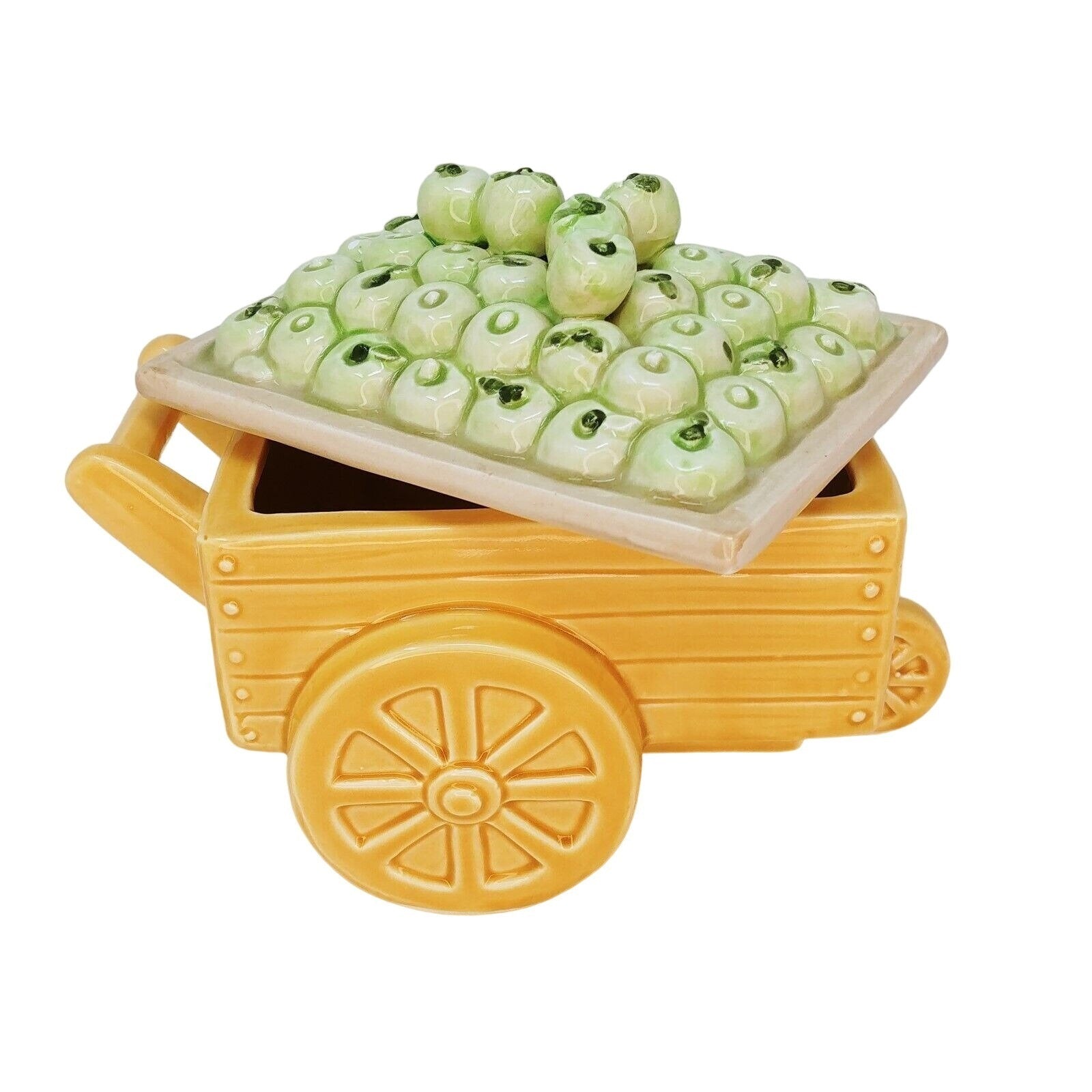 Fitz and Floyd Candy Box with Lid Fitz Omnibus Village Green Apple Annie Cart