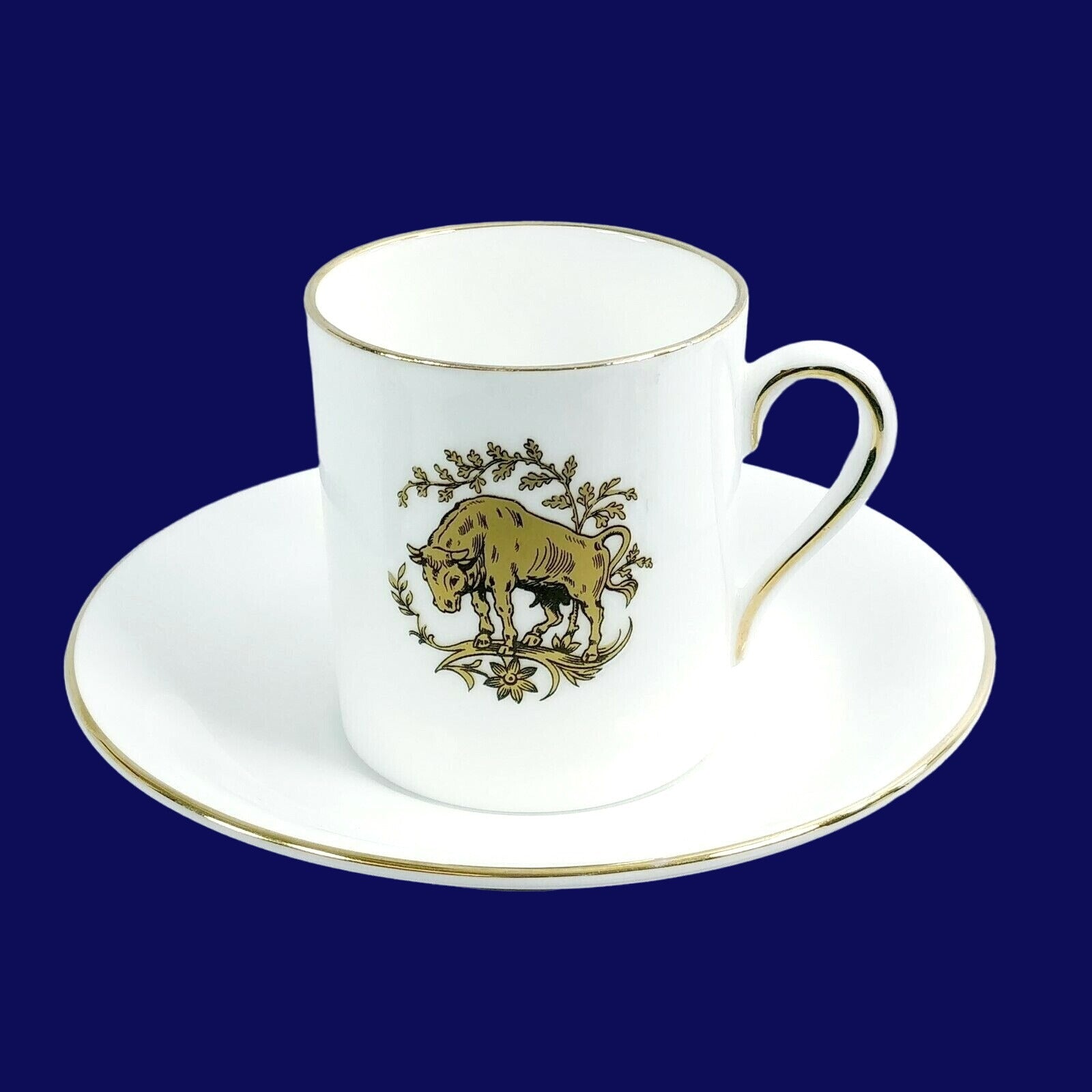 Espresso Demitasse Cup Saucer Zodiac Taurus Tuscan Fine Bone China Hallmarked