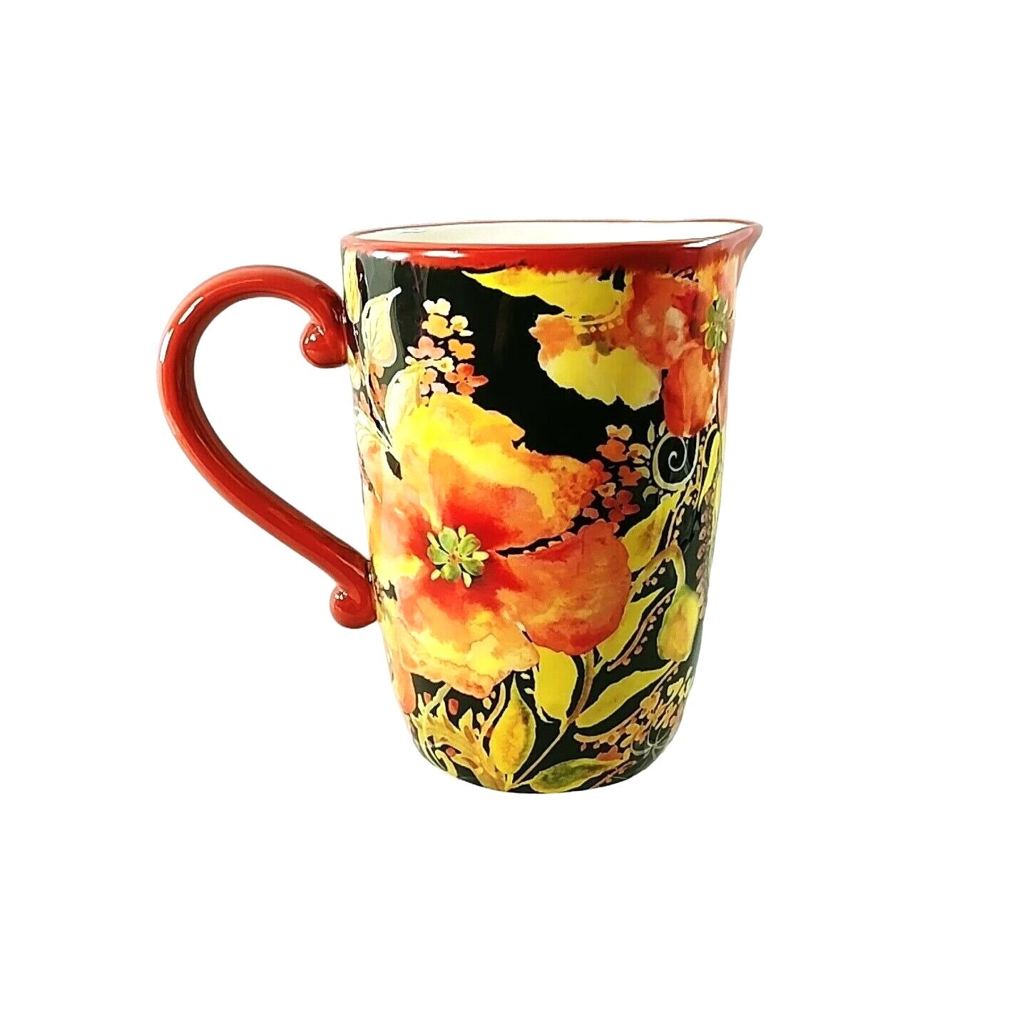 Pitcher Floral Hibiscus Certified International Tre Sorelle 8 1/2"