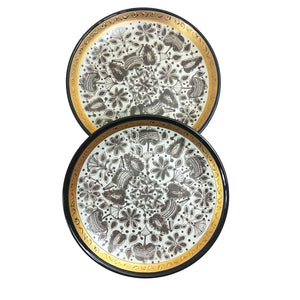 Bowl Collector Decorator Plates 2 pcs w/Wall Hangers Eclectique Kai Kai Raised Embossed Design Hallmarked on Back