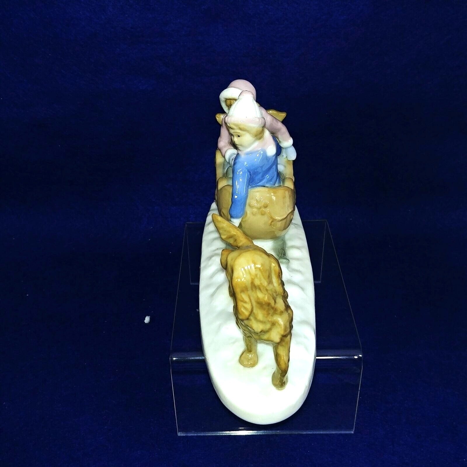 Meico Inc Figurine Collectible Porcelain Dog Pulling Sled with Children Vintage