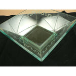 Load image into Gallery viewer, Bowl Glass Square Studio Silversmiths Etched Roman Design Border Green
