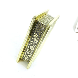 Storage Trinket Vanity Valet Box Metal Exterior Closure Hinges Embossed Floral Applique