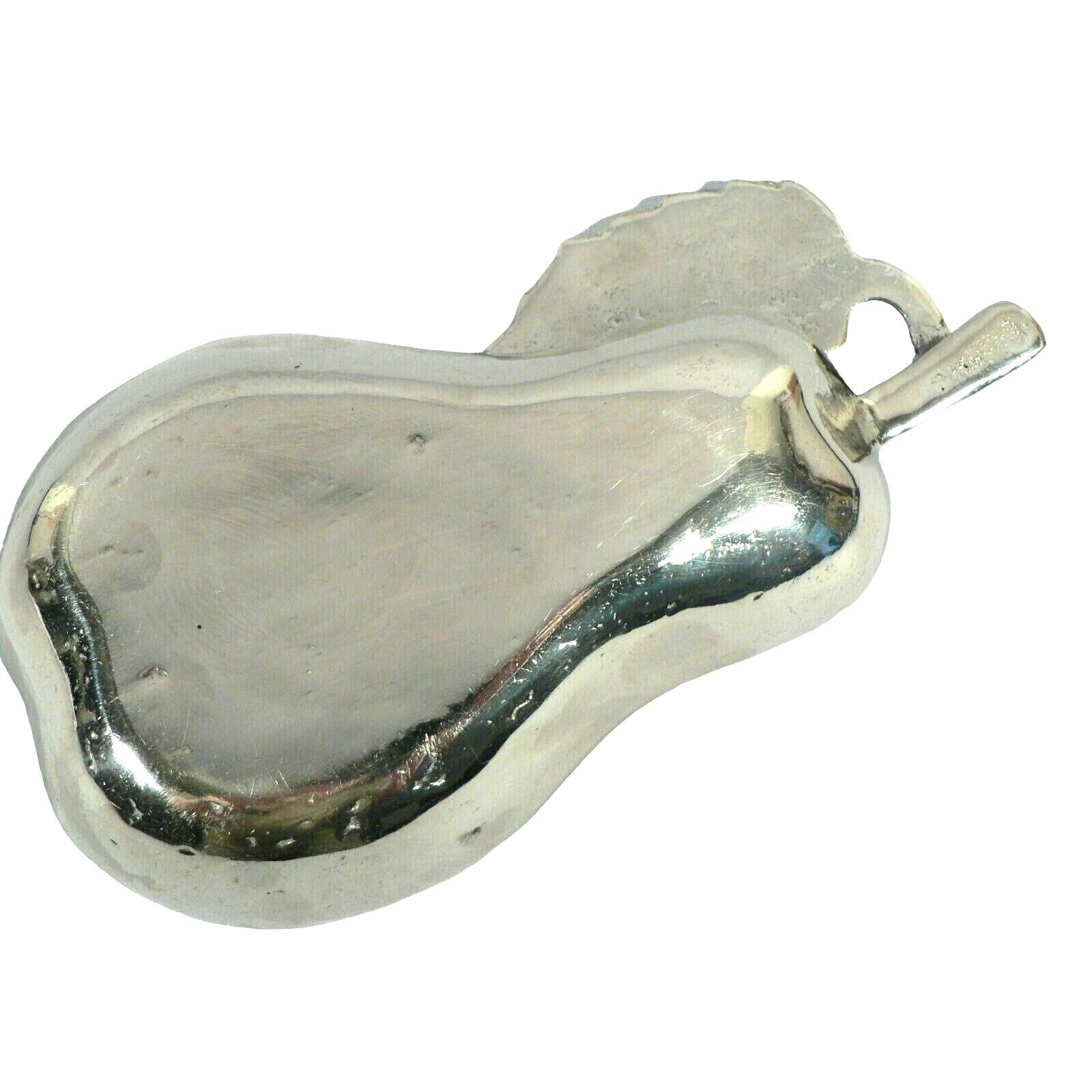 Condiment Nut Candy Dish, Pear Shaped Cast Aluminum Silver Antiqued Finish