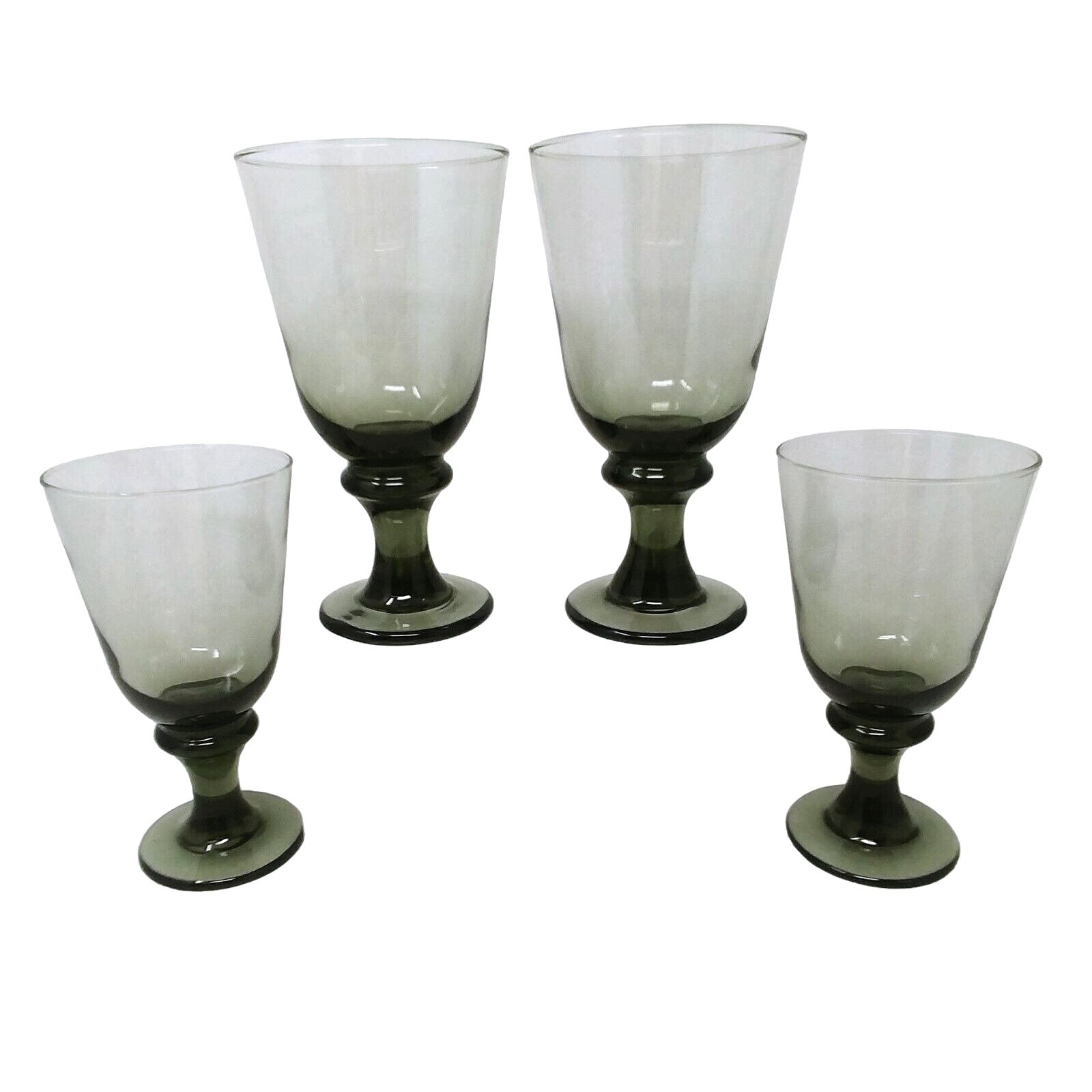 Libby Water Goblets 4 pc set Nova Black Glass Stemware 7" H Vintage