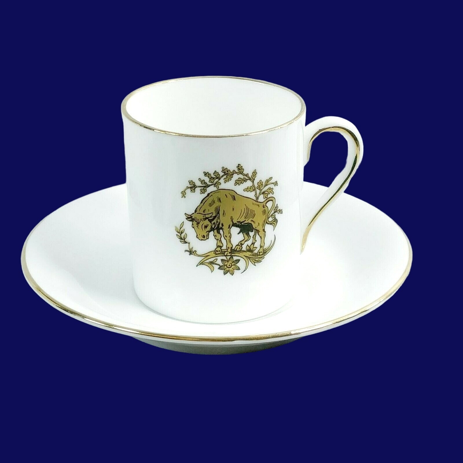 Espresso Demitasse Cup Saucer Zodiac Taurus Tuscan Fine Bone China Hallmarked