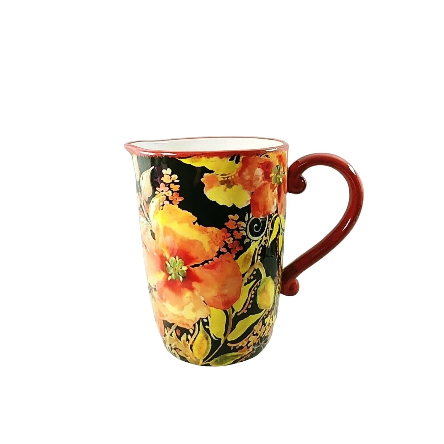 Pitcher Floral Hibiscus Certified International Tre Sorelle 8 1/2"