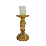 Load image into Gallery viewer, Candle Holder Pillar Column Taper Ceramic Distressed Finish Ornate 12&quot;
