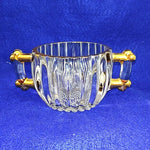 Load image into Gallery viewer, Creamer Sugar Set Jeanette Glass Co 24K Gold Decorated Hobnail Ribbed Vintage
