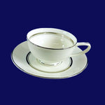 Load image into Gallery viewer, Cup Saucer Set Imperial Fukagawa Porcelain China Silver Trim 4 Cups 4 Saucers
