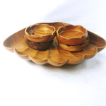 Load image into Gallery viewer, Salad Bowl 4 Serving Bowls Wooden Clam Shell Handcrafted Philippines
