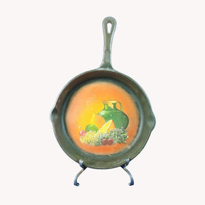 Cast Iron Skillet Art with Easel Hand Painted Fruit Design Decoration Only