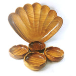 Load image into Gallery viewer, Salad Bowl 4 Serving Bowls Wooden Clam Shell Handcrafted Philippines
