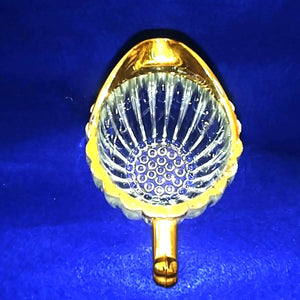 Creamer Sugar Set Jeanette Glass Co 24K Gold Decorated Hobnail Ribbed Vintage