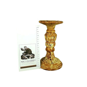 Candle Holder Pillar Column Taper Ceramic Distressed Finish Ornate 12"