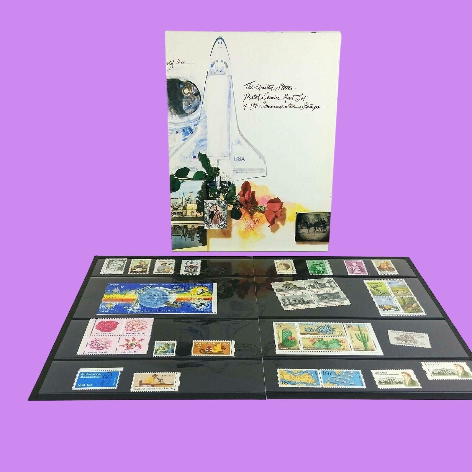 1981 US Commemorative MINT Stamps Showgard Mounted in Souvenir Album