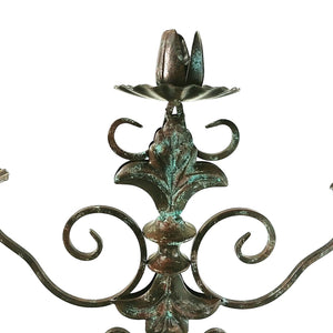 Decorative Metal Candelabra With Patina Finish 3 Arm Taper Candle Holder 17.5" Tall
