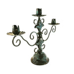 Load image into Gallery viewer, Decorative Metal Candelabra With Patina Finish 3 Arm Taper Candle Holder 17.5&quot; Tall
