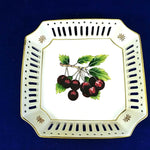 Load image into Gallery viewer, Hand Painted Ceramic Plates Pears Cherries Motif Square Lattice Design 2-Pc Set
