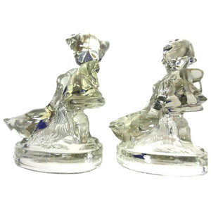 Girl and Goose Glass Bookends Vintage