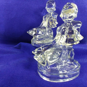 Girl and Goose Glass Bookends Vintage