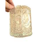 Load image into Gallery viewer, Vase Ornate 8 Panel Glass Embossed Bird Design Saw Tooth Rim
