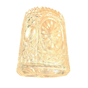 Vase Ornate 8 Panel Glass Embossed Bird Design Saw Tooth Rim