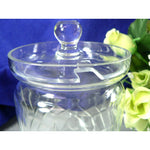 Load image into Gallery viewer, Glass Jam Honey Jar w Lid Geometric Cuts Vintage Kitchenware 5&quot;
