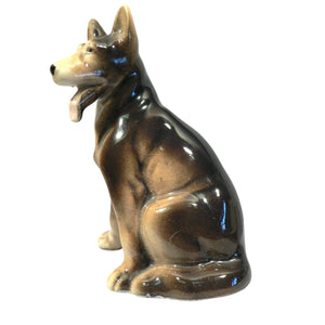 German Shepherd Figurine Ceramic Hallmark on Bottom Vintage 4"