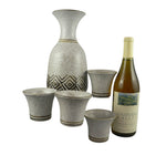 Load image into Gallery viewer, Pottery Wine Vino Carafe Decanter &amp; Glasses Cups stamped Pottery Kraft USA
