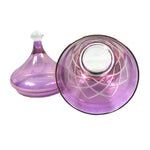 Load image into Gallery viewer, Glass Jar Iridescent Pink Translucent Cut to Clear Diamond Design Vtg 7.5&quot;
