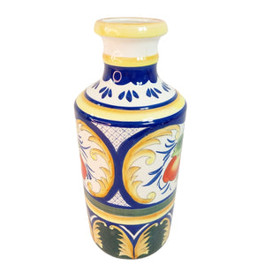 Vase Ceramic Hand Painted Glaze Bright Colors Vintage Home Decor 11"