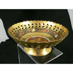 Load image into Gallery viewer, Brass Dish Bowl Floral Cut Through Reticulated Laced border Hand Tooled
