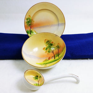 Nippon 3 Piece Mayo Set Hand Painted