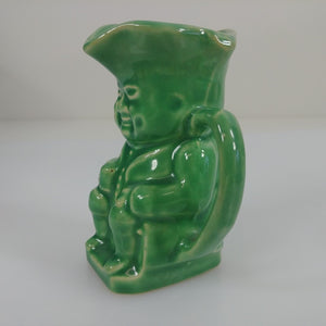 Colonial Man Creamer Pitcher Green With Handle Approx 4" Tall