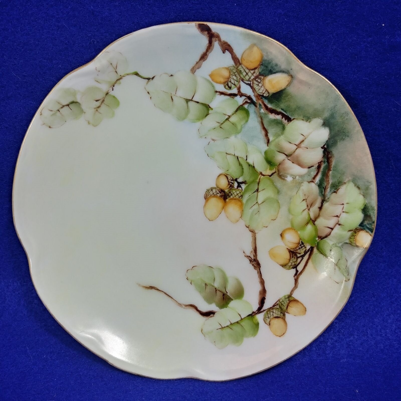 J and C Bavaria Collector Plate with Acorns Hand Painted