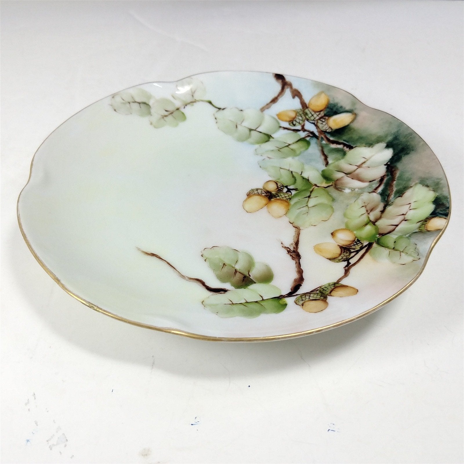 J and C Bavaria Collector Plate with Acorns Hand Painted