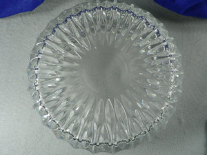 Crystal Bowl Dish Round Geometric Pattern 8" Vintage