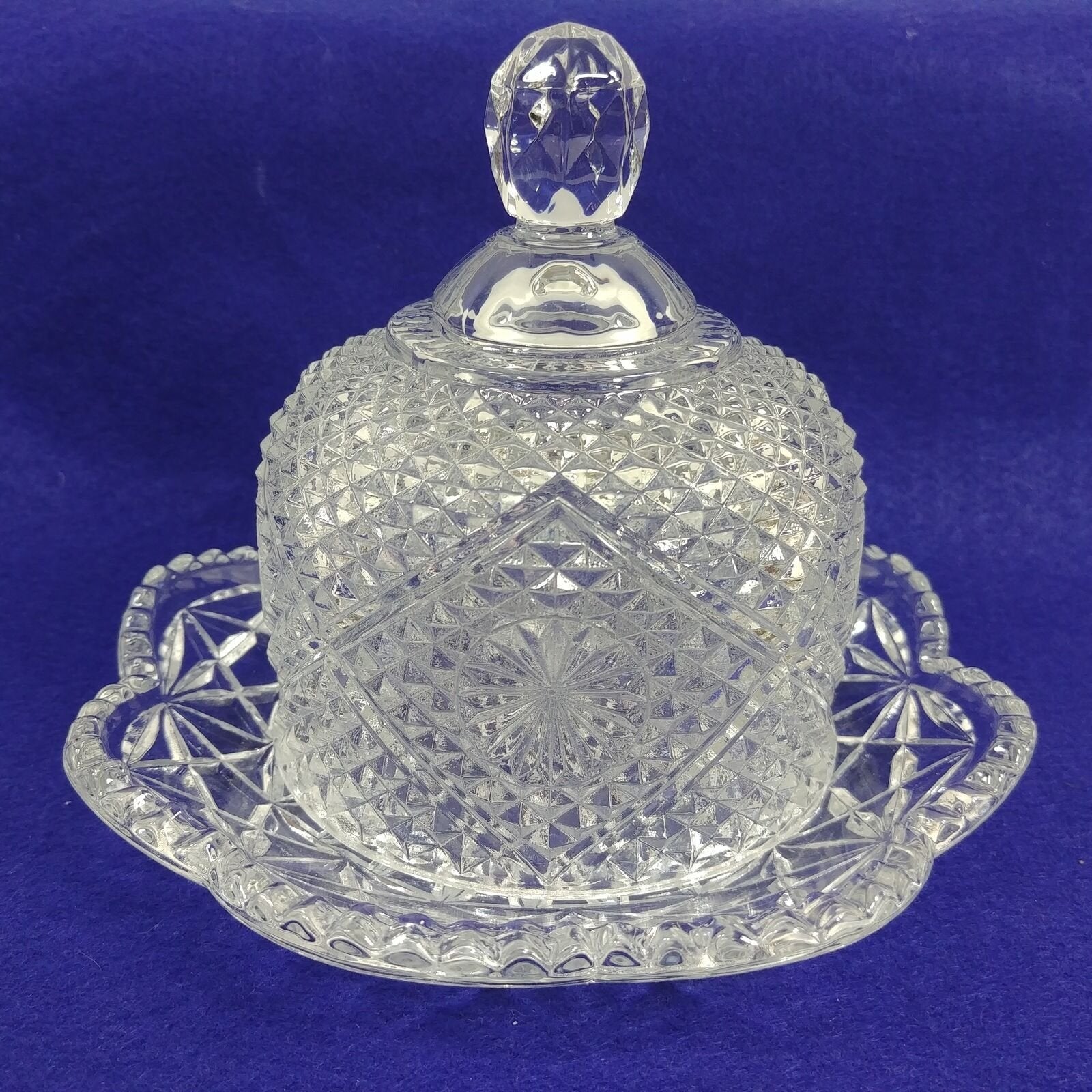 Avon Glass Butter Cheese Tray w/ Dome Cloche Bottom Marked