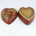 Load image into Gallery viewer, Trinket Vanity Personal Storage Heart Shaped Box Lid Ceramic Grapevine Design
