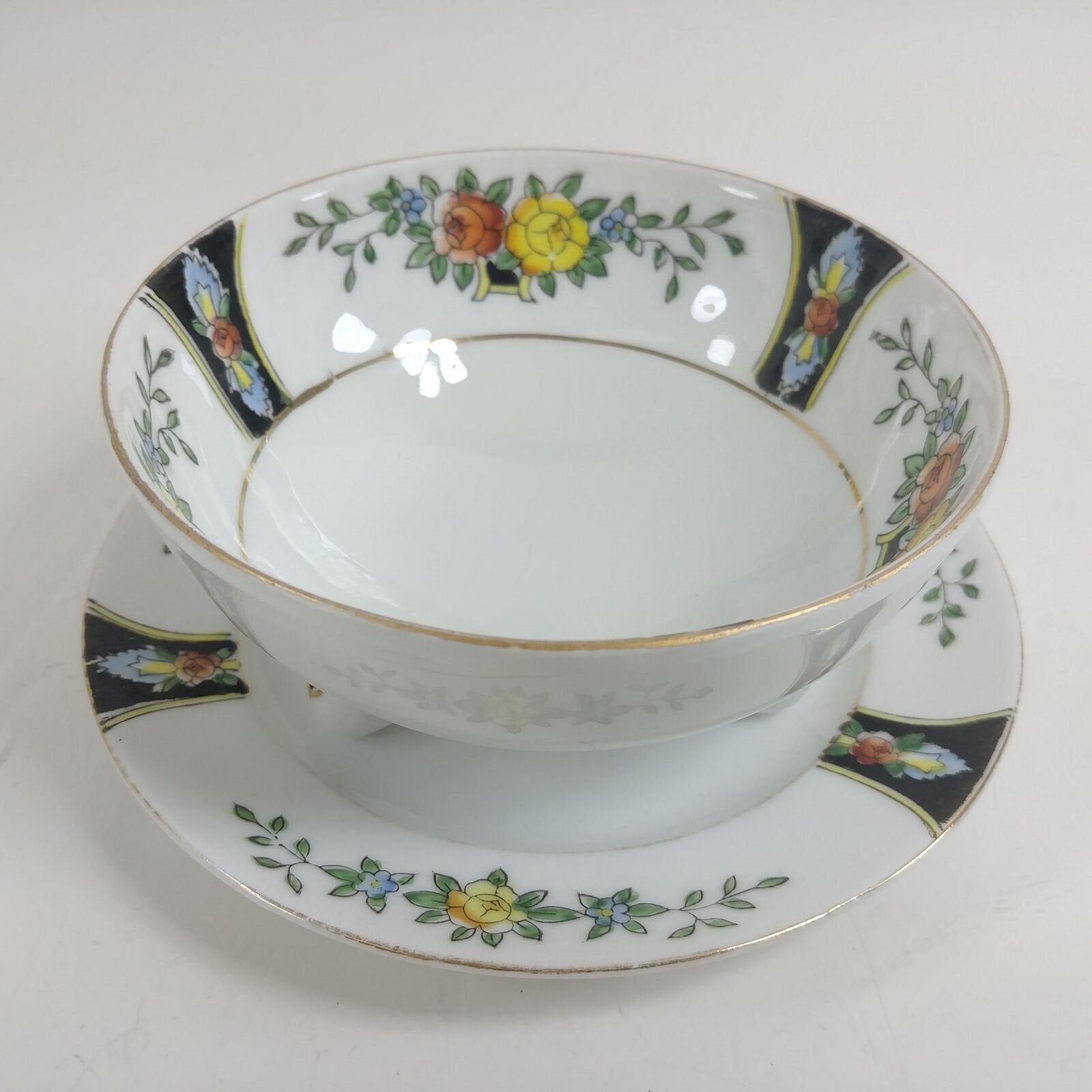 Noritake Serving Bowl Footed with Saucer Hallmarked on Bowl Made in Japan