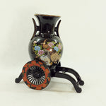 Load image into Gallery viewer, Asian Peacock Hand Painted Porcelain Vase with Synthetic Wagon Cart Stand
