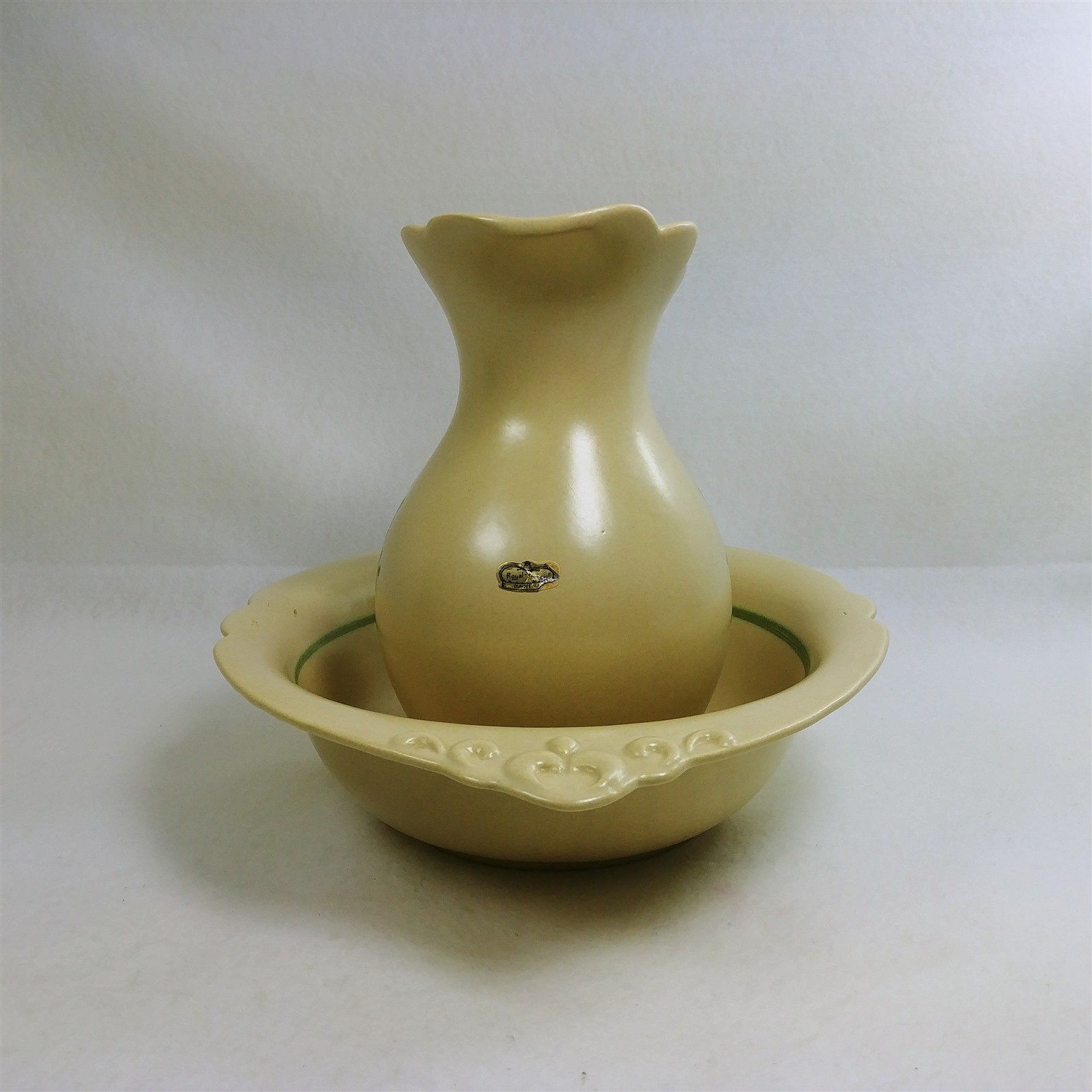 Haeger Ceramic Water Pitcher and Basin 5287g1275a