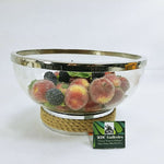 Load image into Gallery viewer, Glass Fruit Salad Serving Bowl Chrome Trim Rope Accent
