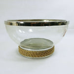 Load image into Gallery viewer, Glass Fruit Salad Serving Bowl Chrome Trim Rope Accent
