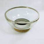 Load image into Gallery viewer, Glass Fruit Salad Serving Bowl Chrome Trim Rope Accent
