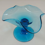 Load image into Gallery viewer, Art Glass Compote Candy Nut Dish Ruffled Folded Edge Stem Pedestal Base Design
