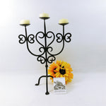 Load image into Gallery viewer, Candelabra Pillar Candle Stand Metal 3 Candle Holder plates 16&quot;
