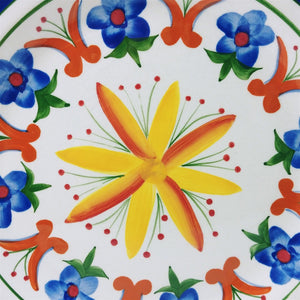 Giftcraft Mexican Sunrise Platter 11 1/2" Blue Band Flowers 2003